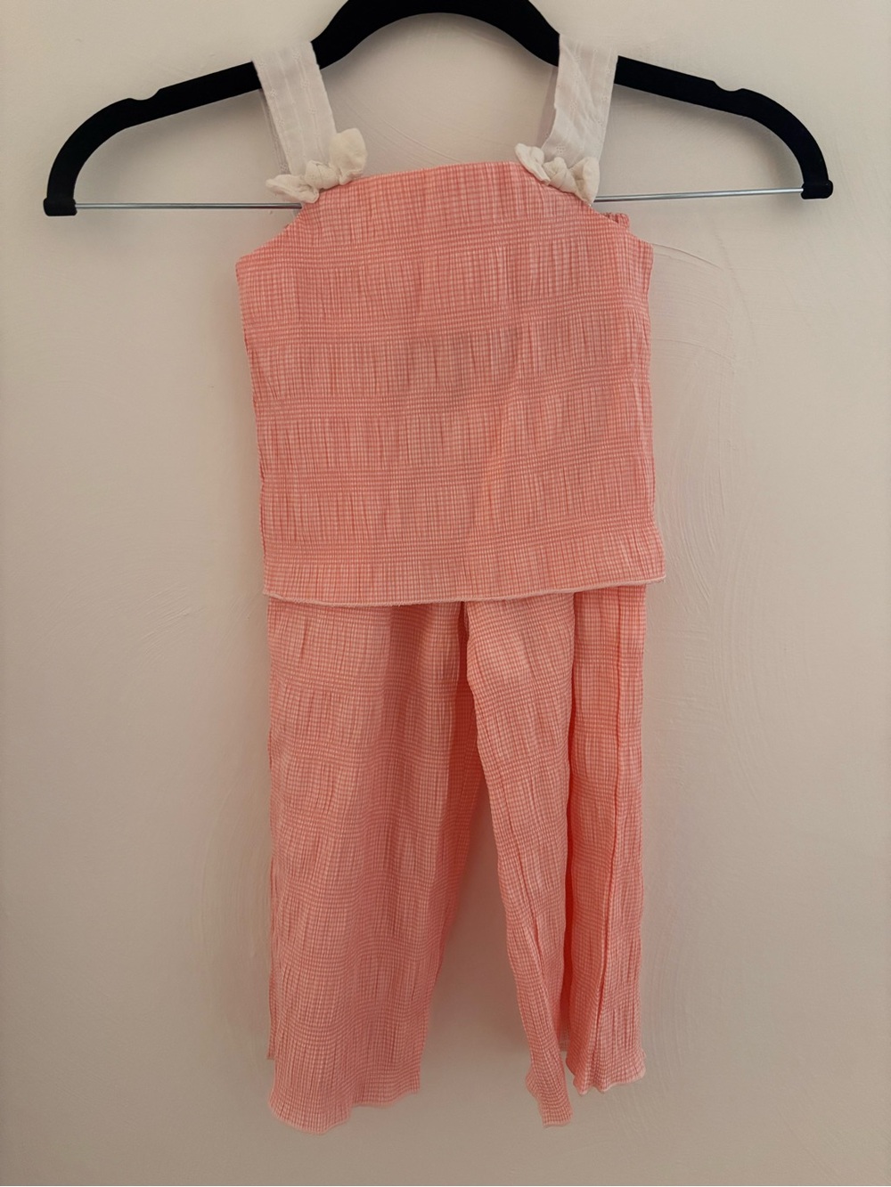 btween Peach Pink Gauze Jumpsuit with Cream Straps